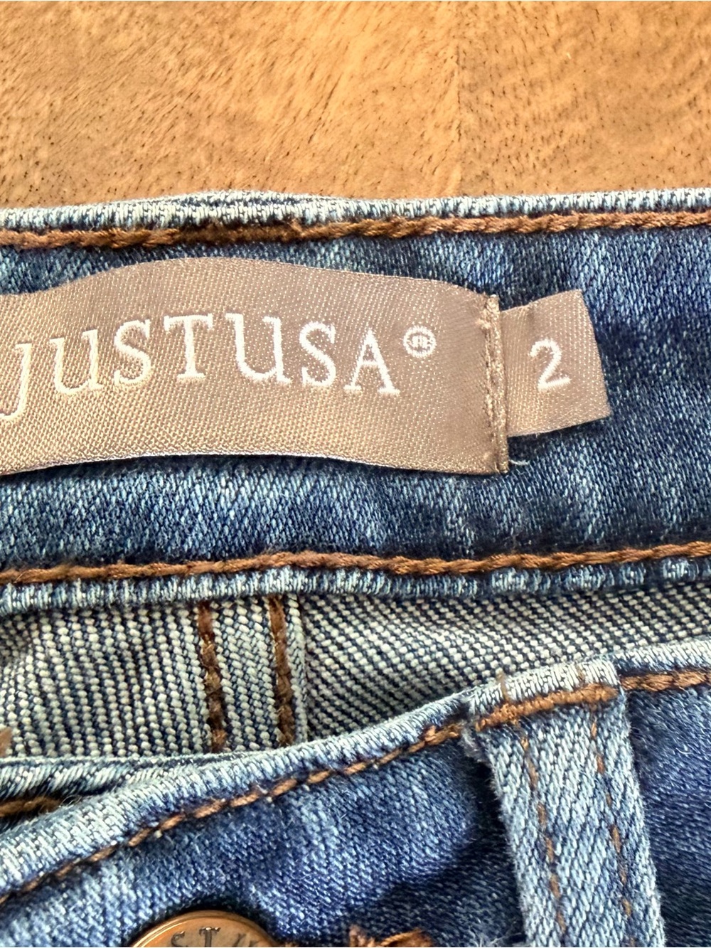 Just USA Medium Blue Distressed Skinny Jeans - Picture 2 of 4